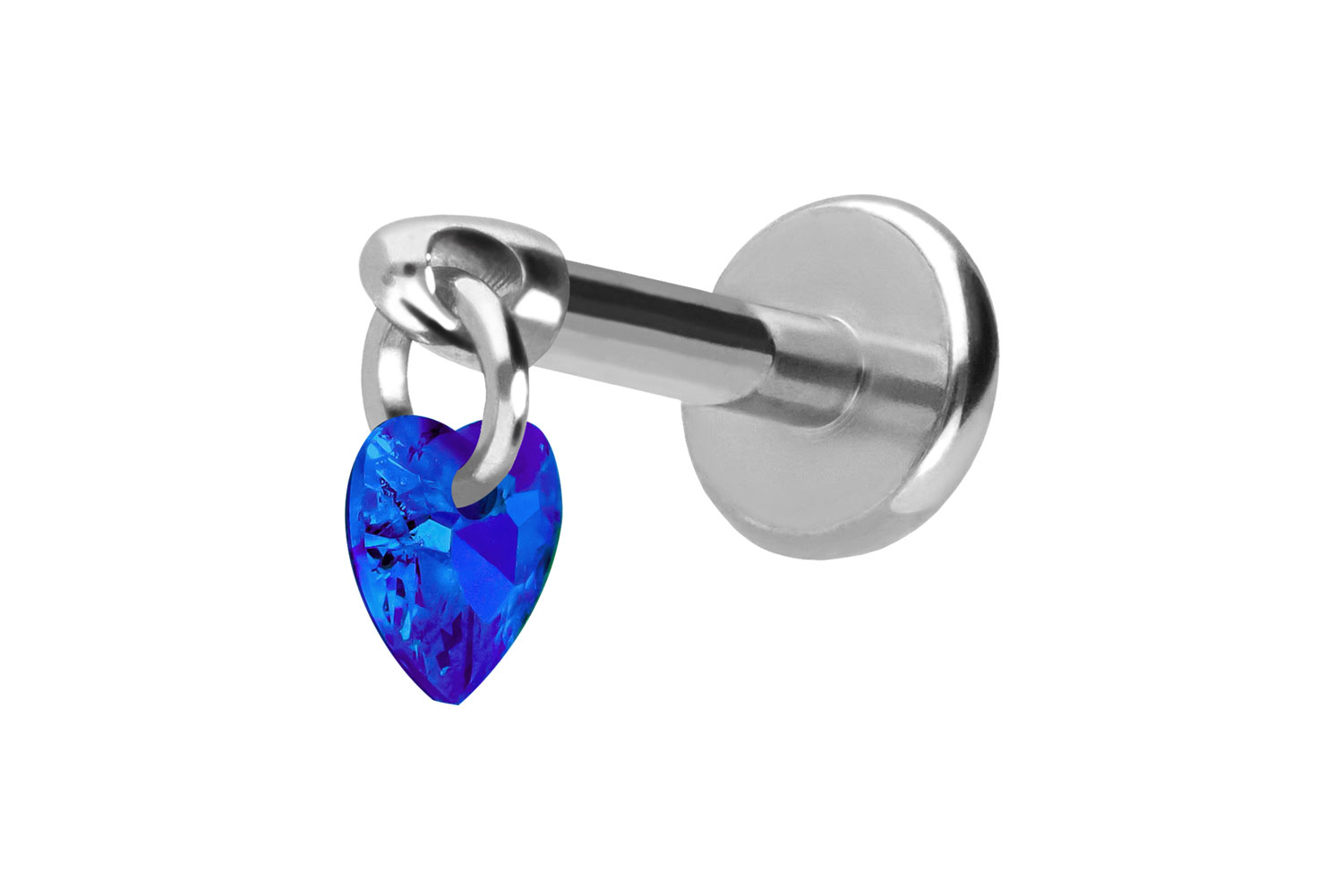 Titan Labret Piercing mit Push Fit KRISTALLHERZ